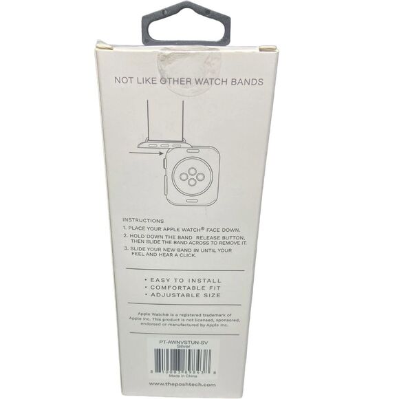 Apple Watch Band Silver Stainless Steel Beaded Bracelet Strap Posh Tech Nova - Picture 2 of 6